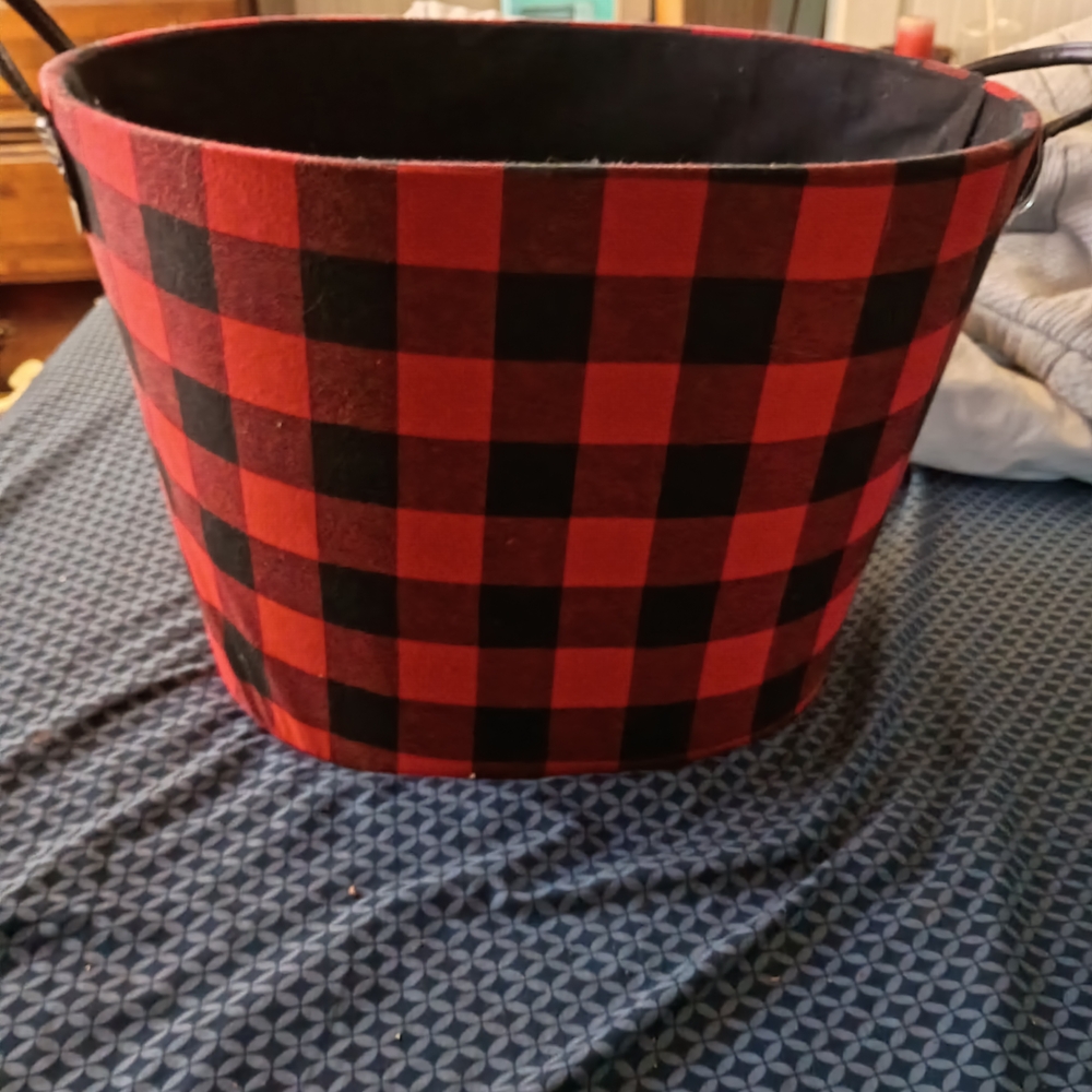 Red and Black Buffalo Plaid Storage Basket